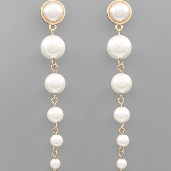 Pearl Row Drop Earrings - Picture 1 of 1